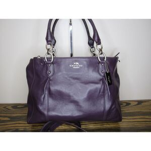 COACH Dark Purple Colette Leather Hand Bag